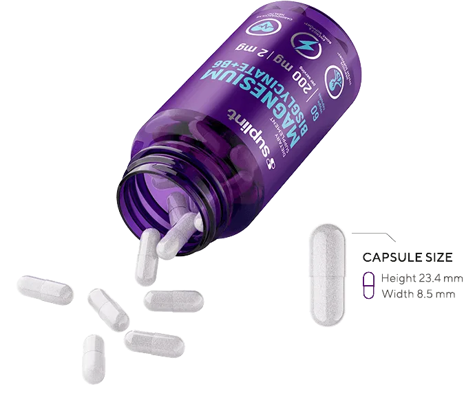 Magnesium + B6, 60 capsules - OpenedCapsula magnesium png
