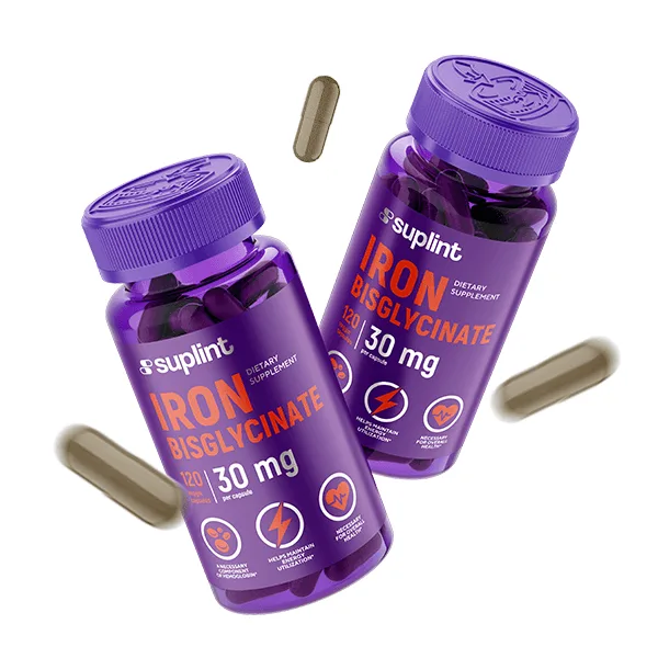 Iron bisglycinate, 120 capsules - fly iron png